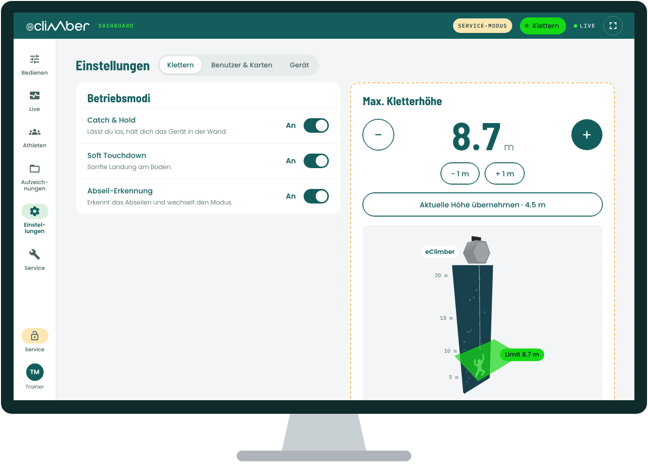 Einstellungen im Service-Modus